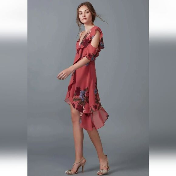 NWT Keepsake Floral Asymmetrical Chiffon Dress L - Picture 7 of 16